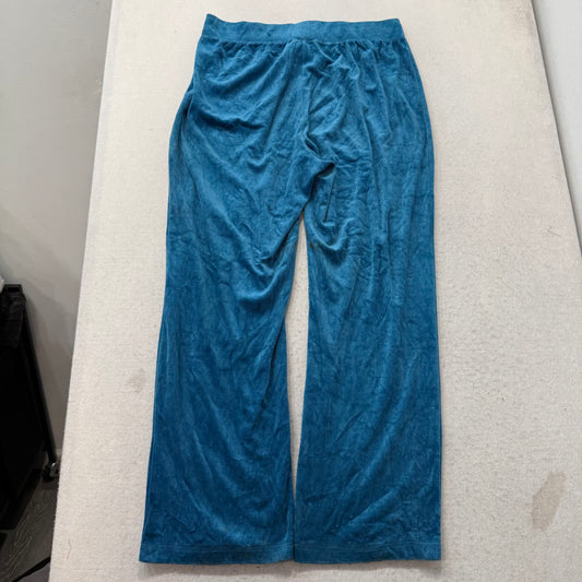 Juicy Couture Women's Teal Blue Velour Flared Leg Track Pant Loungewear Size XL