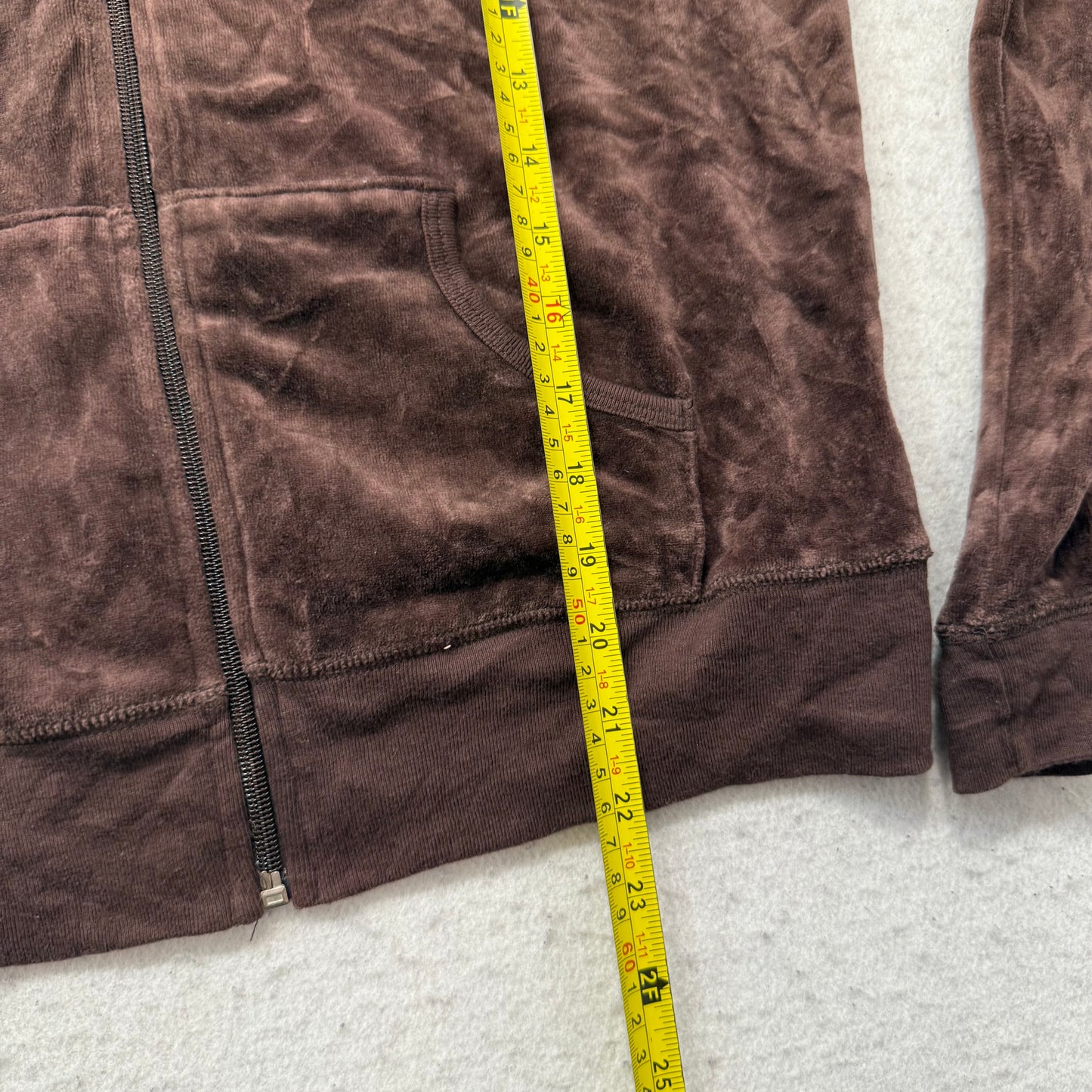 Vintage Juicy Couture Scottie Dogs Womens Dark Brown Velour Zip-Up Hoodie Size L
