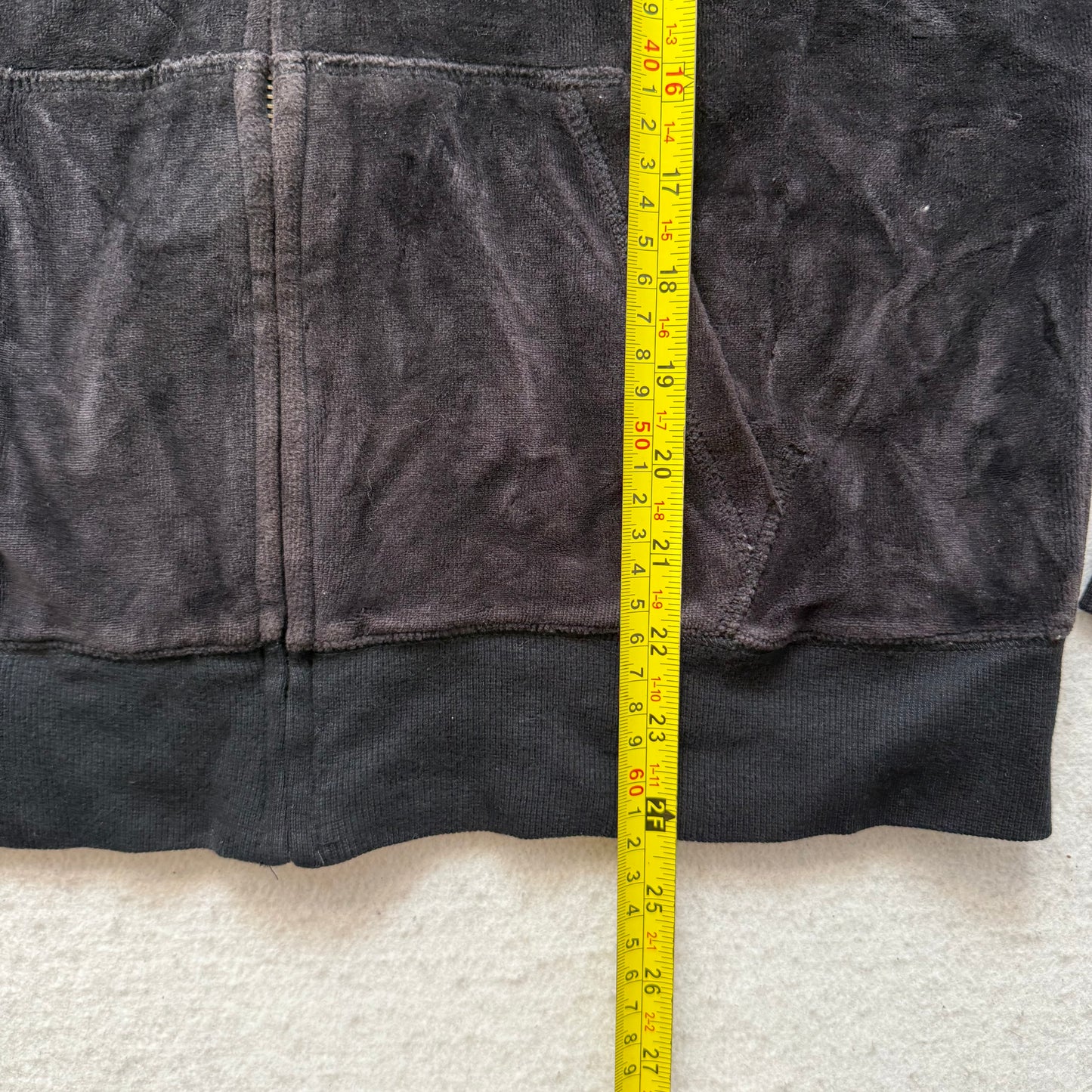 PINK Victoria's Secret Women's Black Velour Full Zip Hoodie Graphic Logo Size L