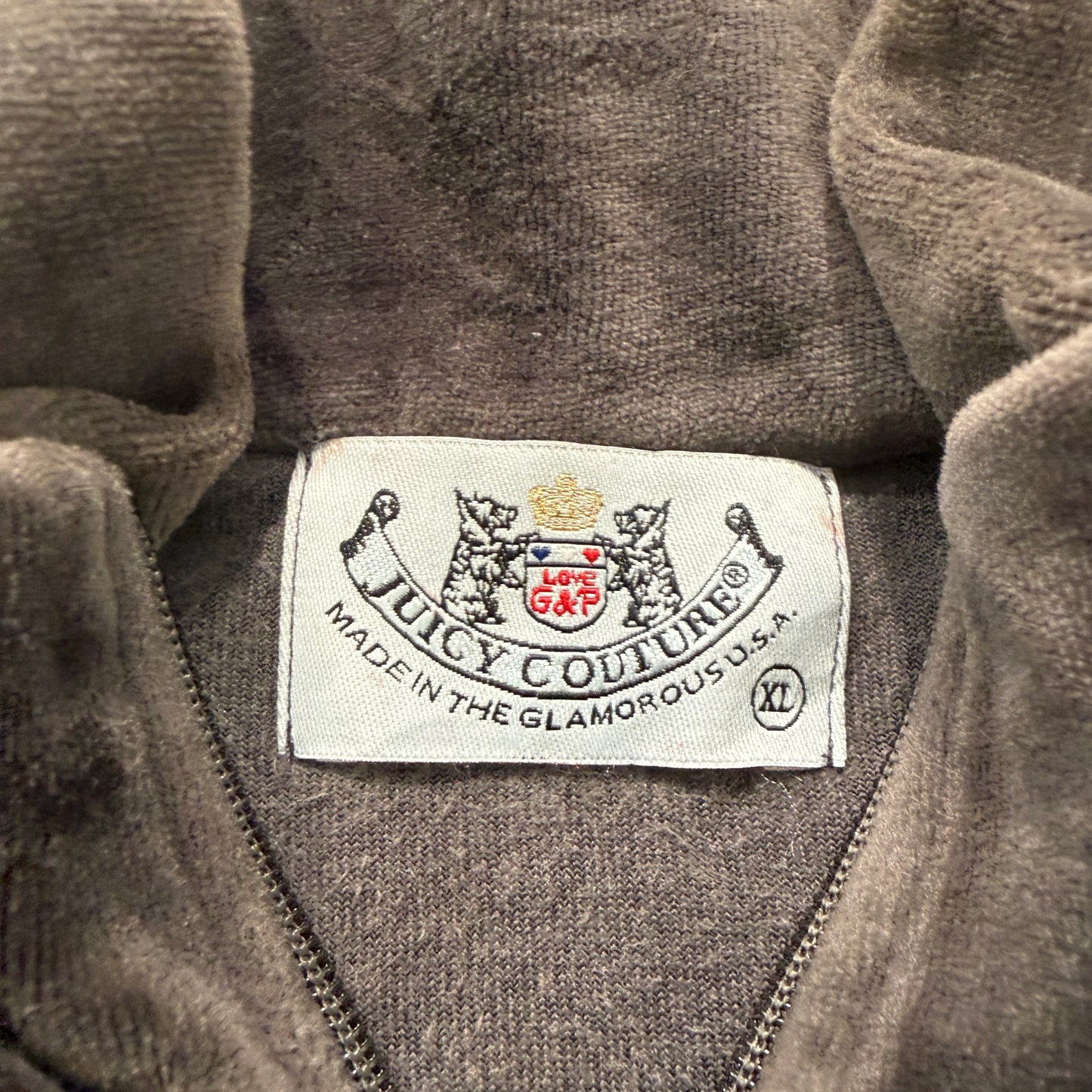 2003 Vintage Juicy Couture Womens Charcoal Gray Velour Tracksuit Set Y2K Size XL