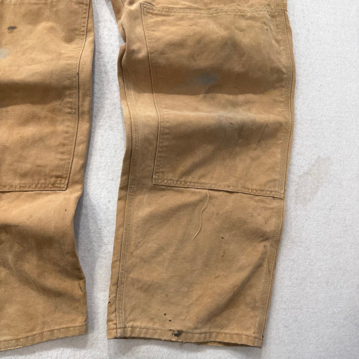 Carhartt Men's Duck Brown Cotton Relaxed Fit Bib Overalls Pockets Logo Size 40