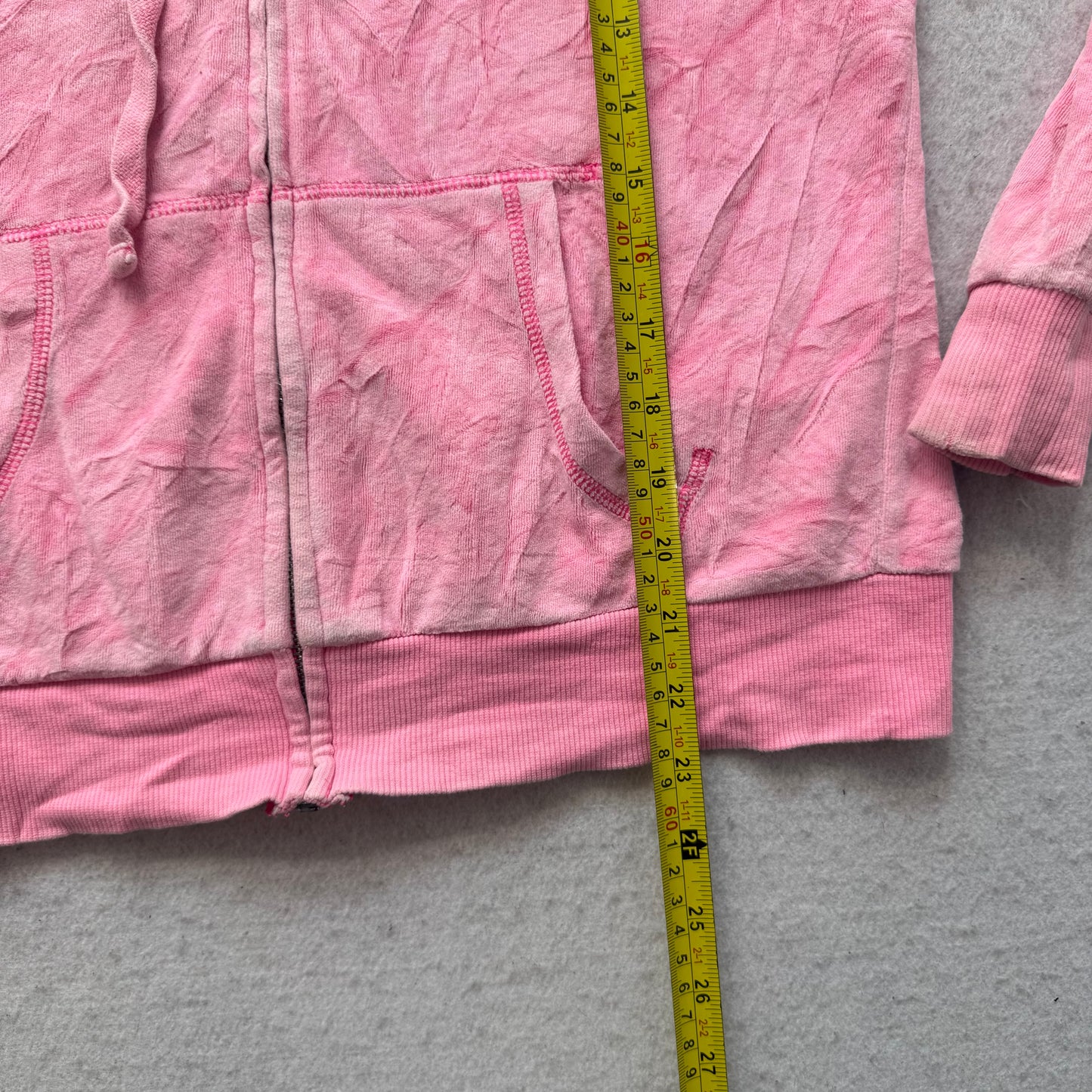 Victoria's Secret PINK Women's Pink Velour Zip-Up Hoodie Back Graphic Size S