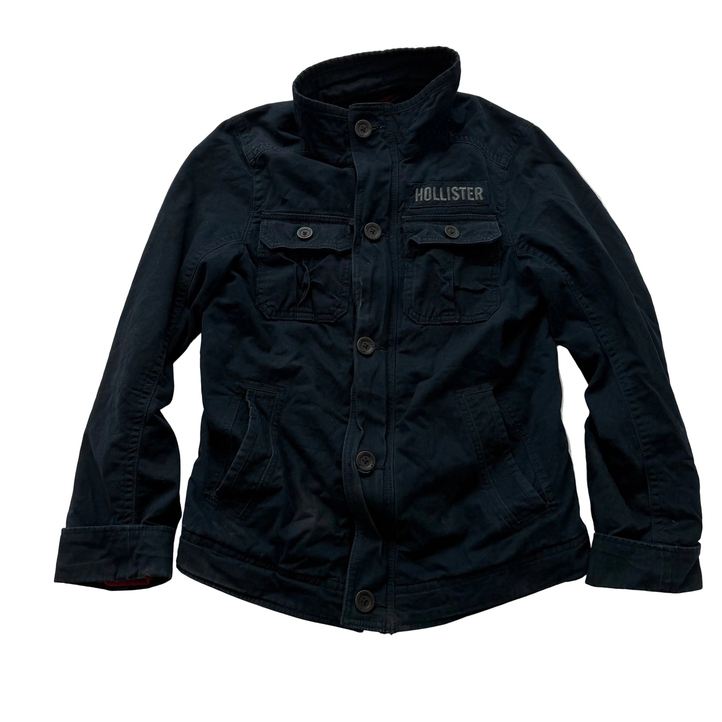 Hollister California Men's Black Denim Military-Style Utility Jacket Size M