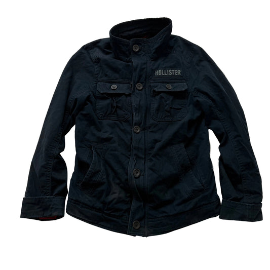 Hollister California Men's Black Denim Military-Style Utility Jacket Size M