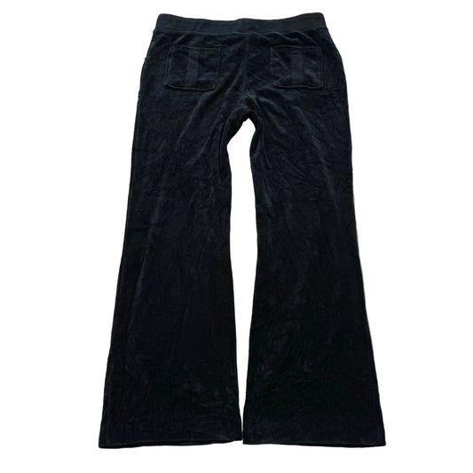 Juicy Couture Women's Black Velour Flared Track Pants Drawstring Pockets Size M