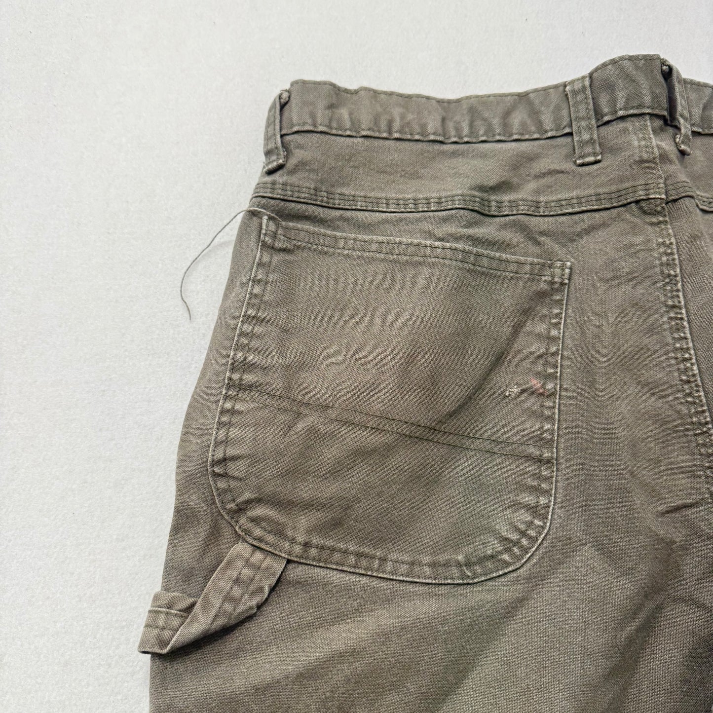 Dickies Men Green Cotton Relaxed Fit Carpenter Pant Utility Pockets Logo Size 36