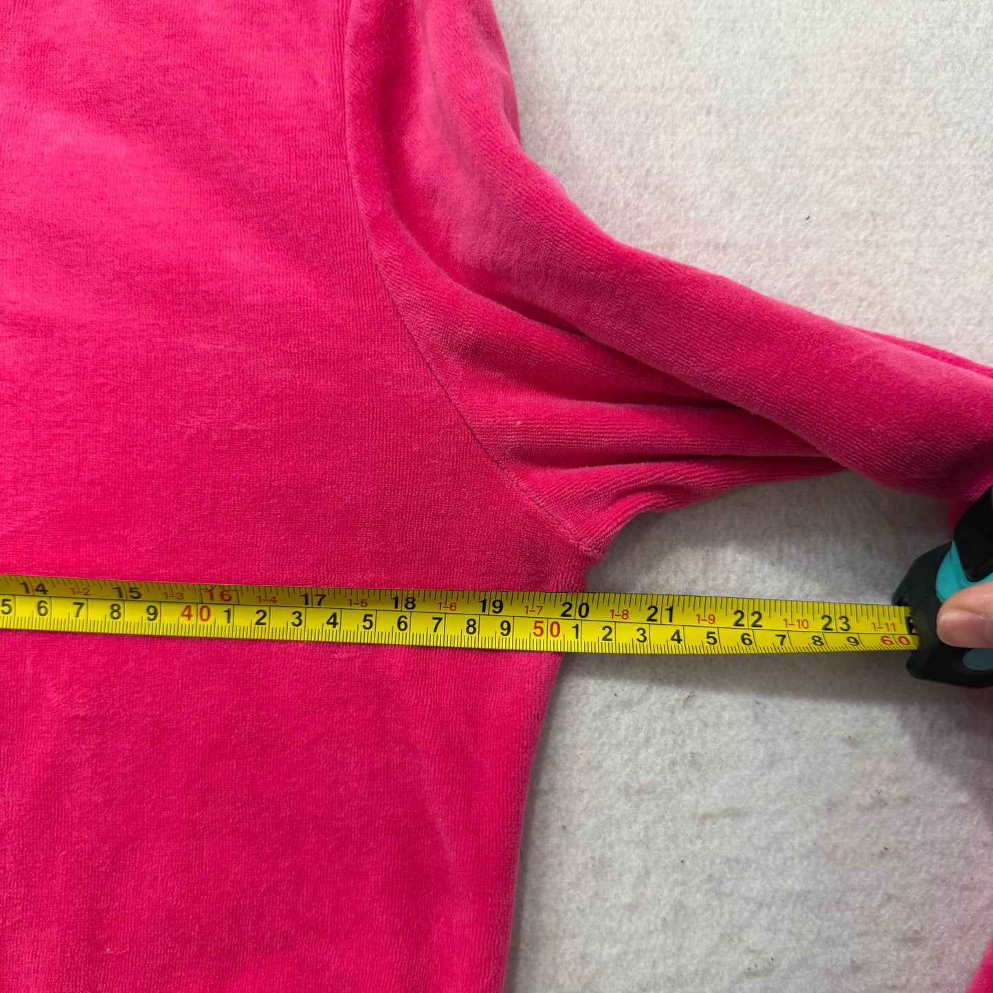 Vintage Juicy Couture Women's Hot Pink Velour Zip Up Hoodie Graphic Logo Size L