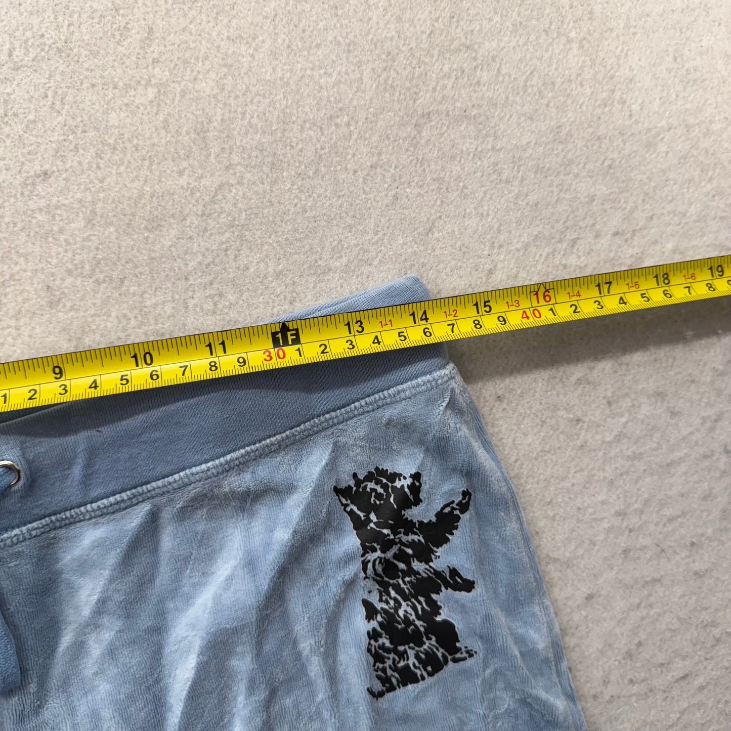 Vintage Juicy Couture Women's Baby Blue Velour Flared Track Pant Logo Y2K Size S
