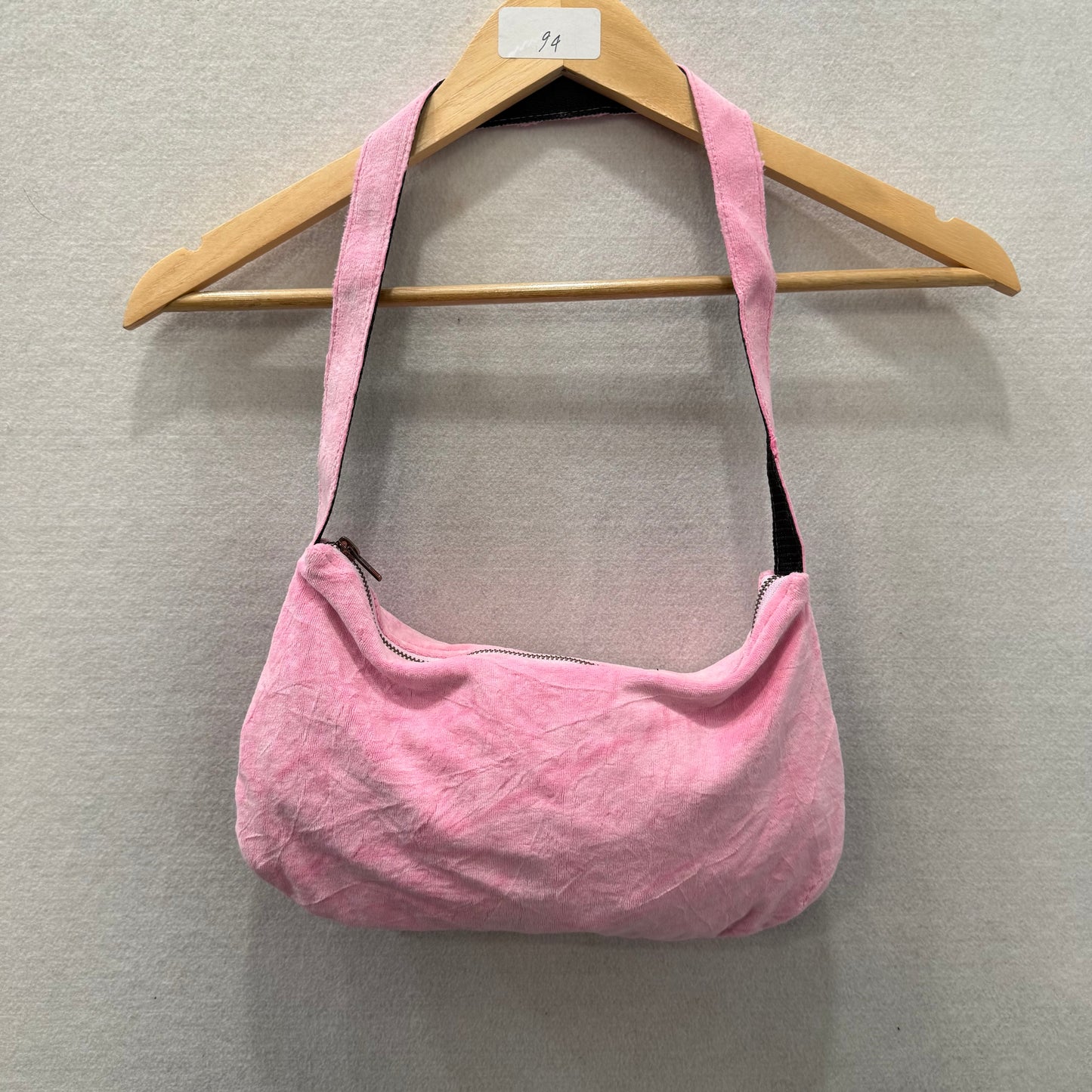PINK by Victoria's Secret Pink Velour Casual Wear Logo Shoulder Baguette Bag