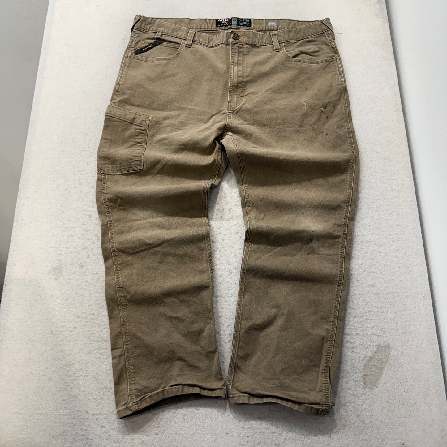 Ariat Rebar M4 Men's Khaki Canvas Workwear Pants Relaxed Straight Fit Size 42x30