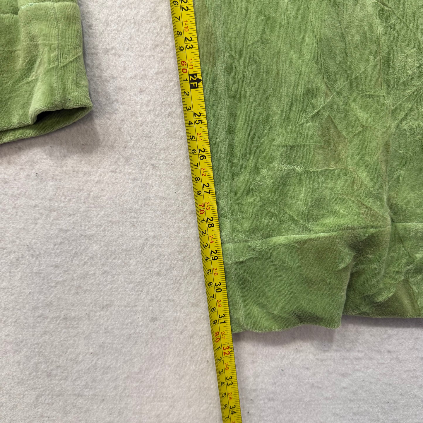 Vintage Juicy Couture Women Apple Green Velour Flared Track Pant Low Rise Size L