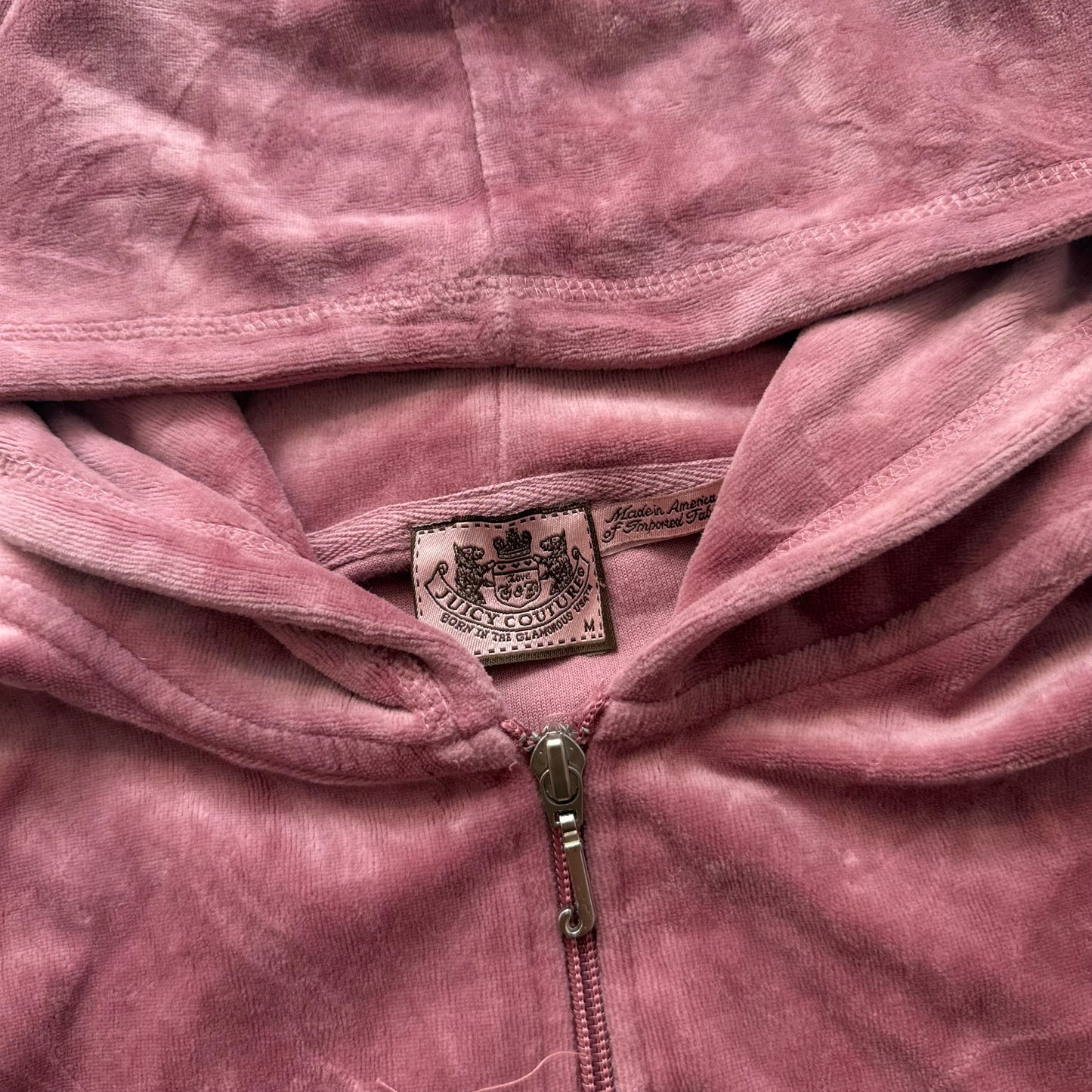 Juicy Couture Scottie Dogs Womens Dusty Pink Velour Zip-Up Hoodie Classic Size M