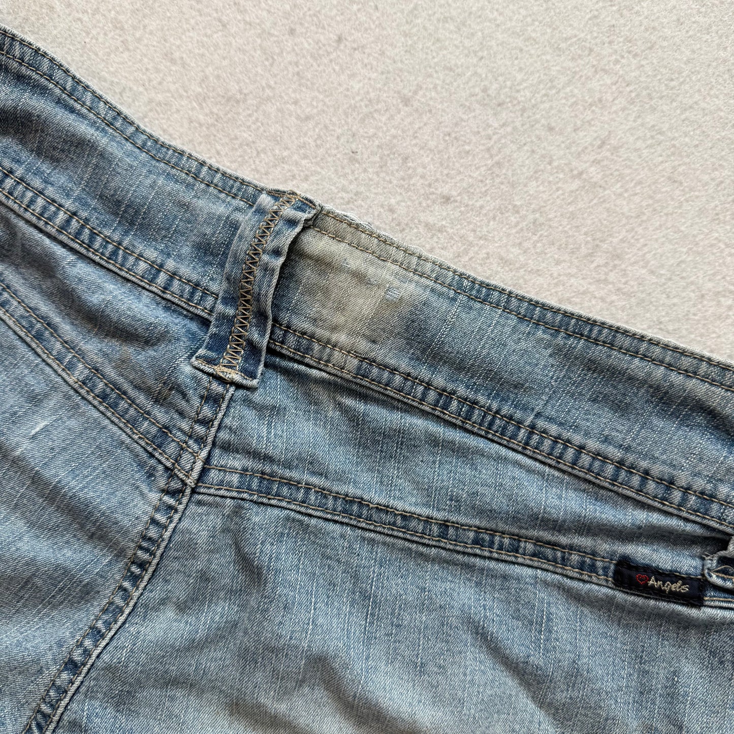 Vintage Angels Women's Blue Denim Low Rise Micro Mini Jeans Shorts Pocket Size 7