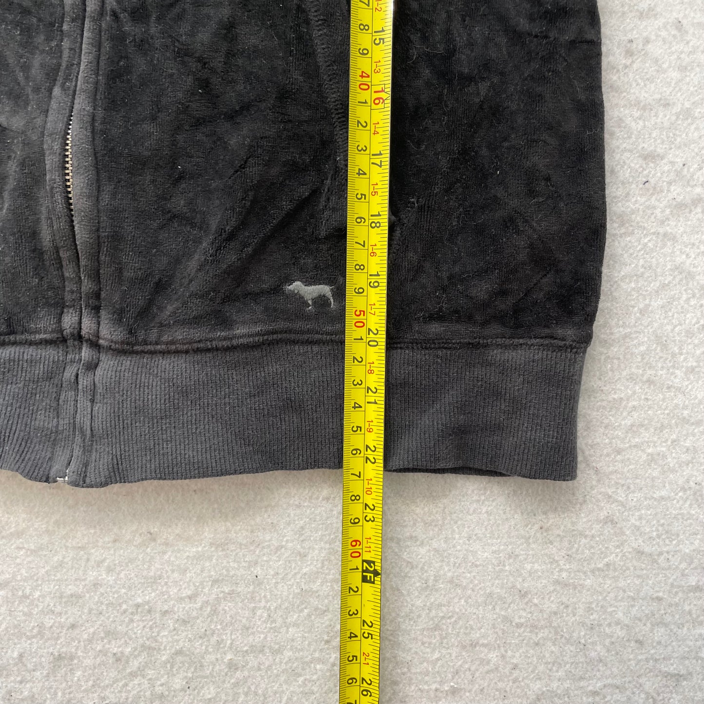 Victoria's Secret PINK Women's Jet Black Velour Zip-Up Hoodie Drawstring Size L