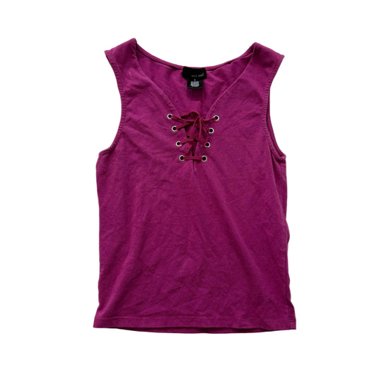 Wet Seal Women's Purple Lace Up V-Neck Tank Top Stretch Sleeveless Casual Size S