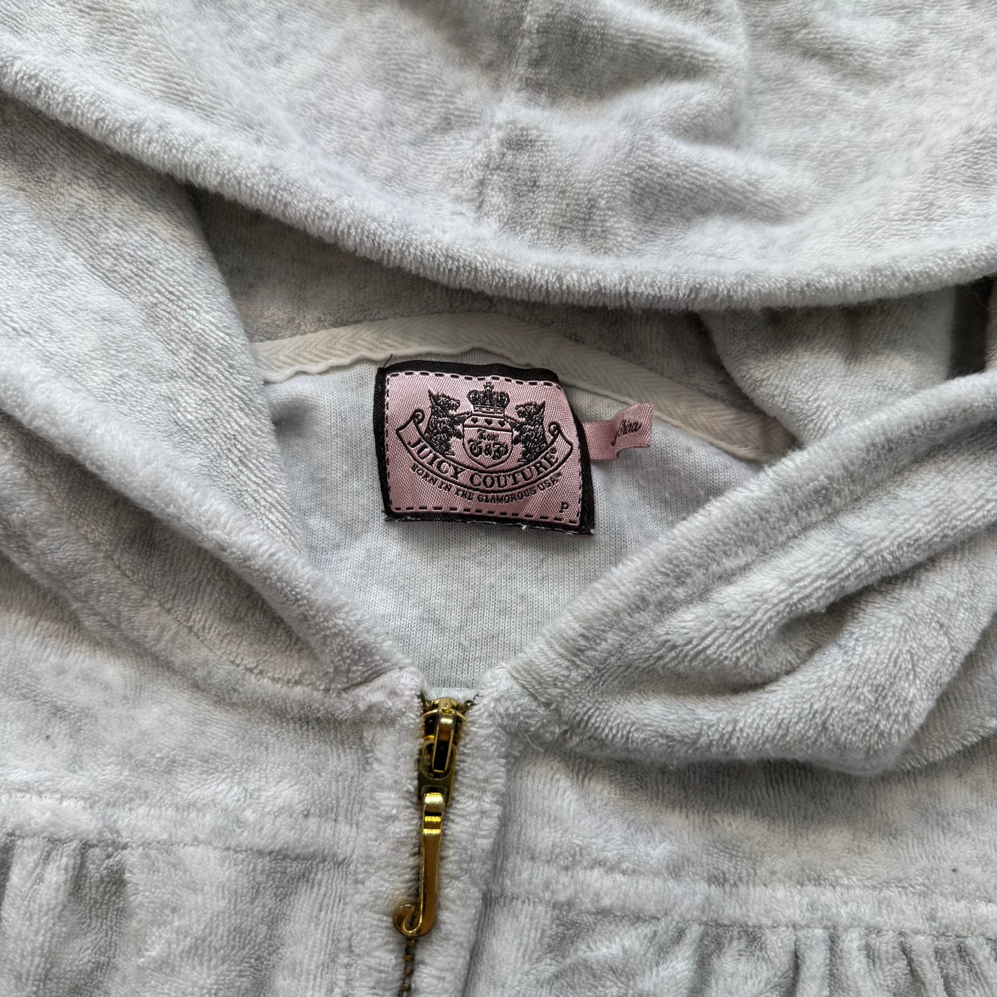 Juicy Couture Womens Gray Terry Cloth Zip-Up Romper Drawstring Shorts Size P