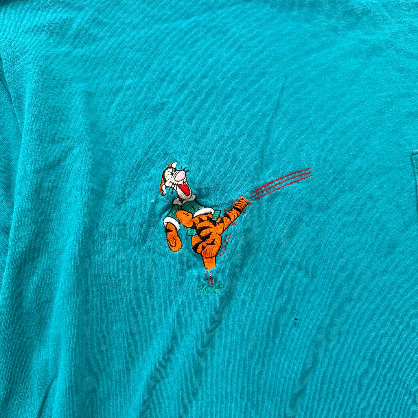 Disney Inc. Turquoise Green Cotton T-Shirt Short Sleeves Tigger Graphic Size XL