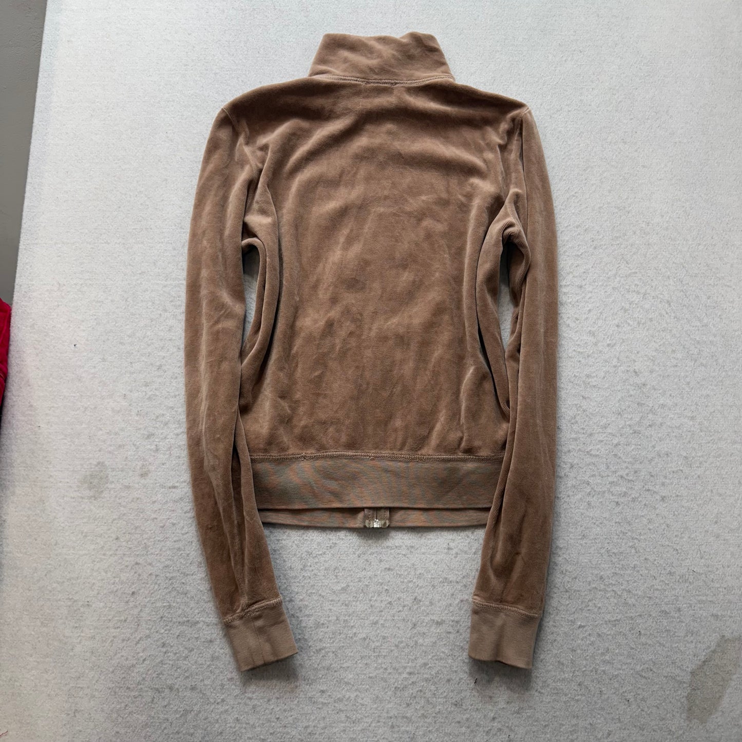 Vtg Juicy Couture Women's Camel Velour Tracksuit Set Track Jacket & Pant Size L