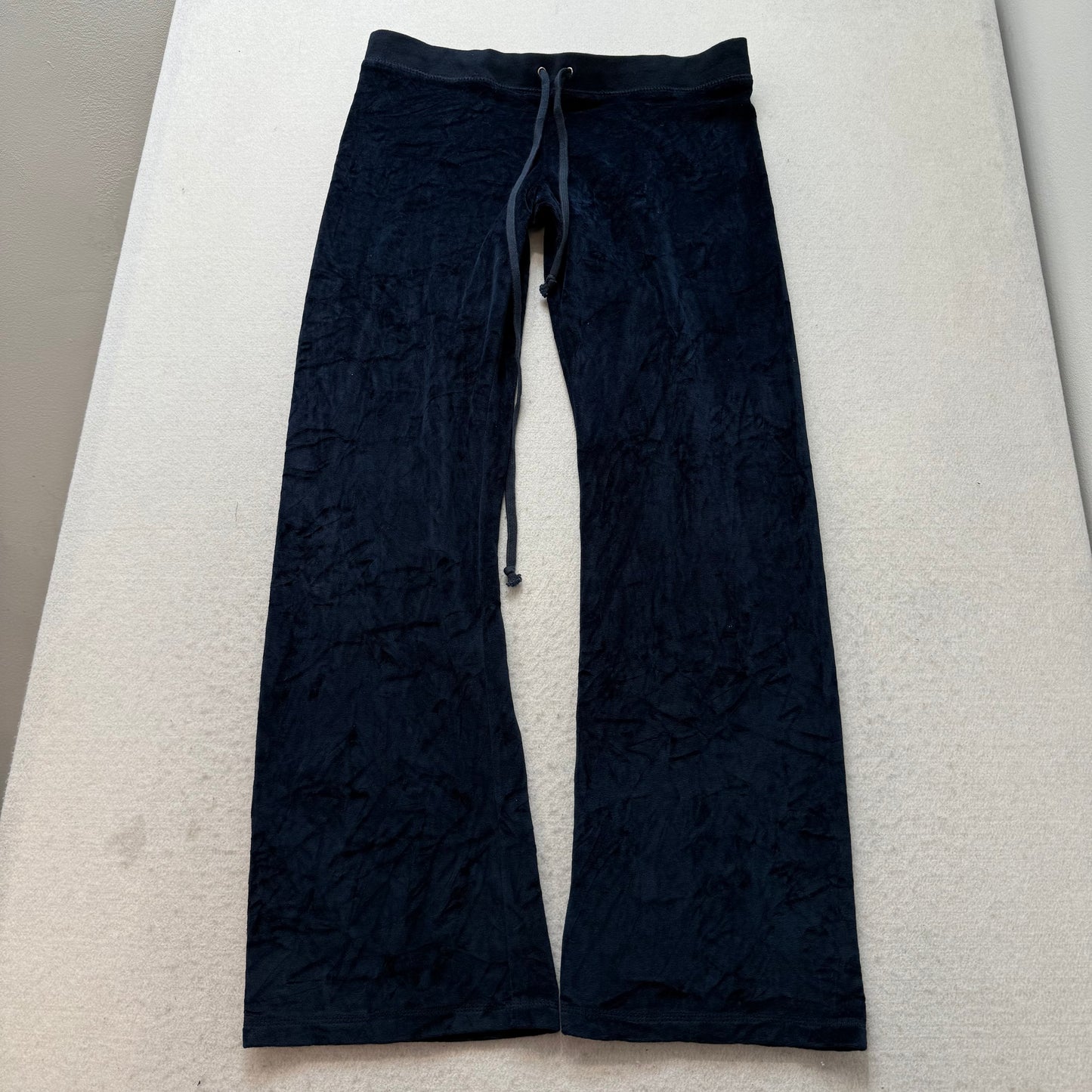 Juicy Couture Women's Navy Velour Flared Track Pant Loungewear Drawstring Size L