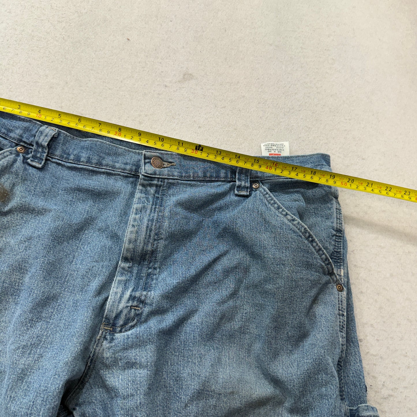 Wrangler Men Blue Straight Fit Carpenter Denim Jeans Work Wear Pocket Size 38x30
