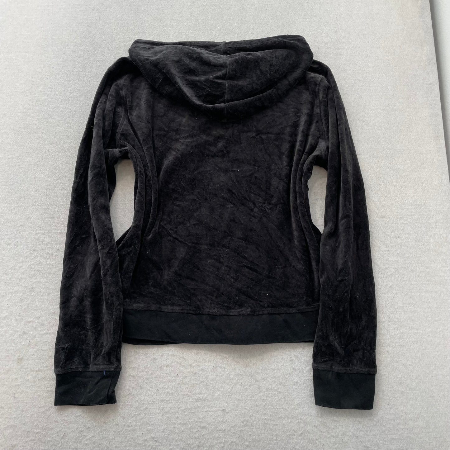Vtg Juicy Couture Women's Faded Black Velour Tracksuit Set Hoodie & Pant Size XL