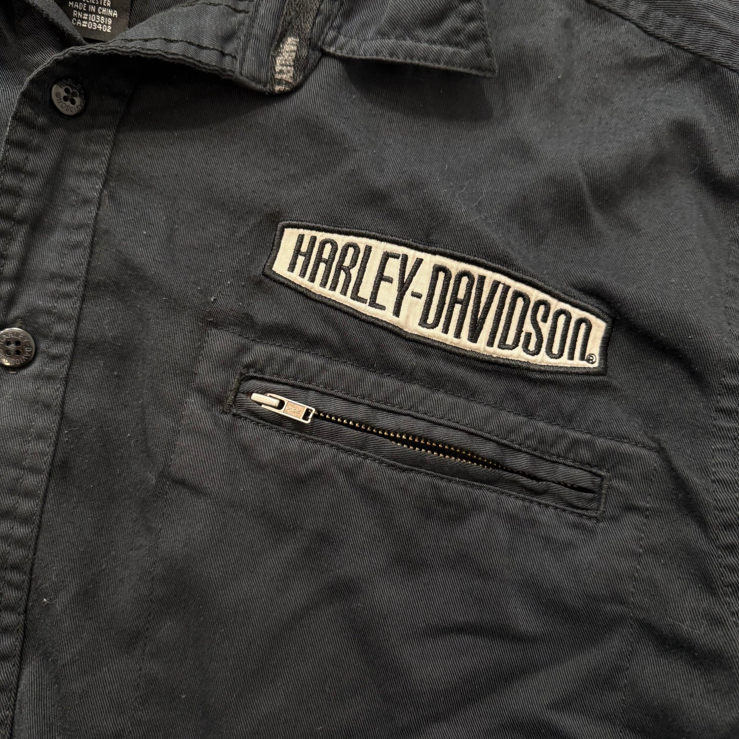 Harley-Davidson Men's Black Cotton Button Up Shirt Short Sleeves Logo Size XL