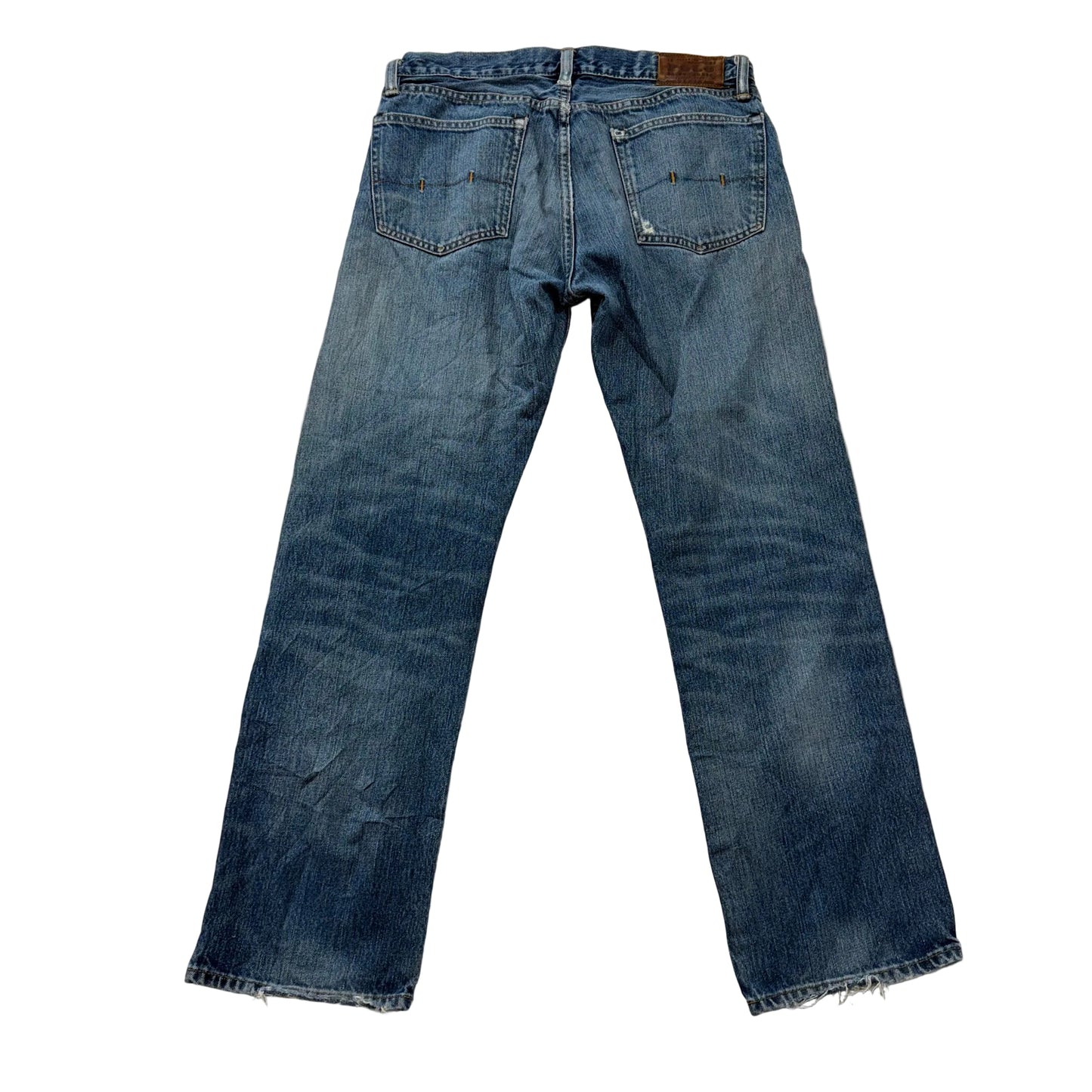 Polo Ralph Lauren Men's Medium Blue Denim Straight Leg Distressed Jeans Size 32