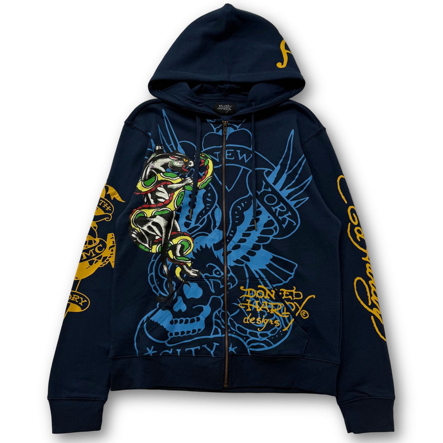 ED HARDY “Panther Bulldog” NAVY ZIP UP HOODIE