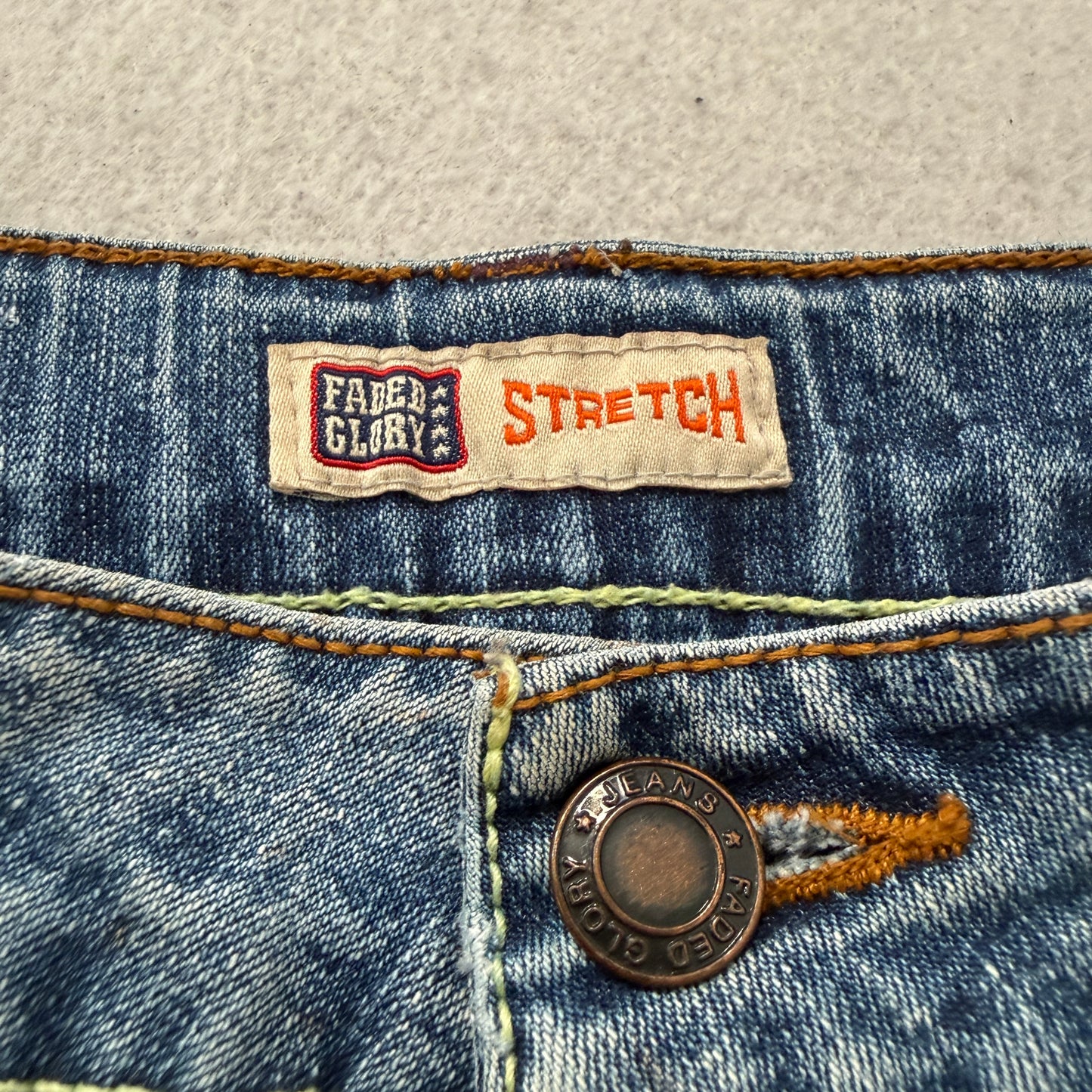 Faded Glory Women's Blue Denim Bootcut Jeans Stretch Embroidered Flower Size W29