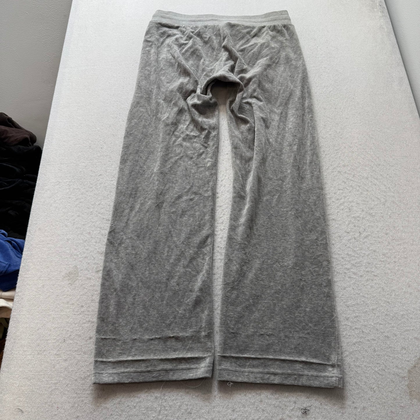 Juicy Couture Women's Heather Grey Velour Flared Track Pants Drawstring Size M