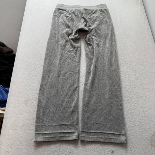 Juicy Couture Women's Heather Grey Velour Flared Track Pants Drawstring Size M