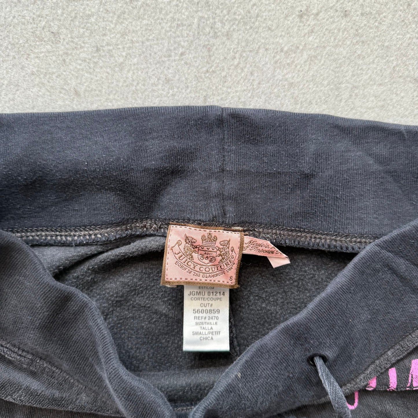 Vintage Juicy Couture Women Black Velour Flare Track Pant Drawstring Logo Size S