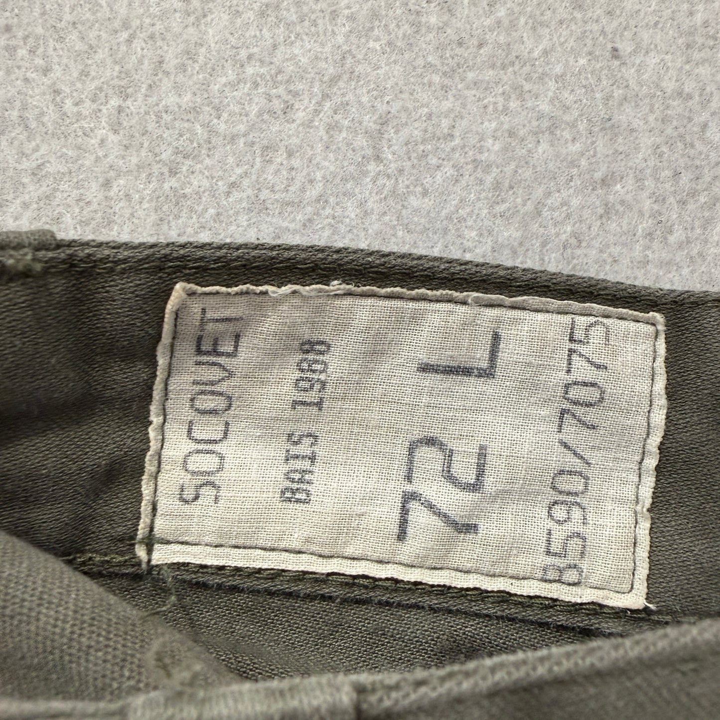 Vintage 1988 French Military F2 Men's Olive Field Pants Pockets Zip-Fly Size 72L