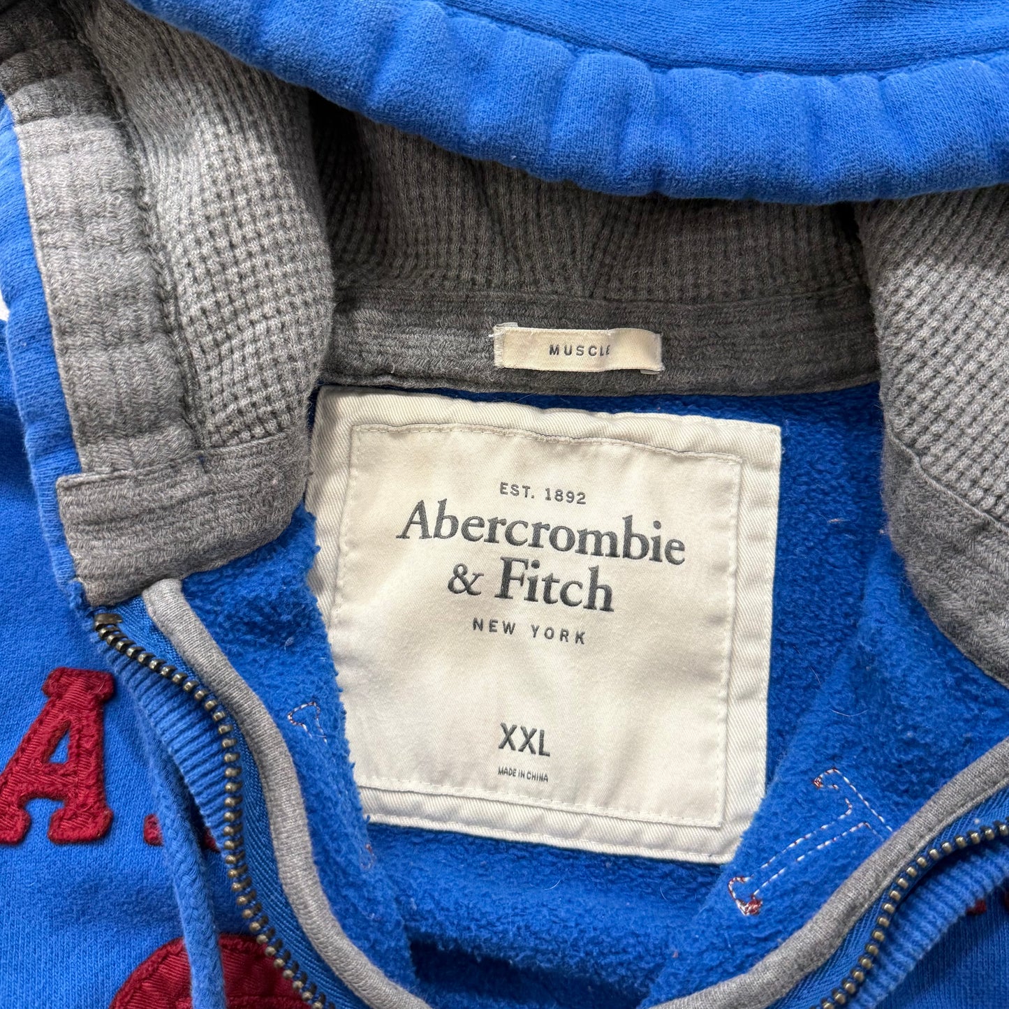 Abercrombie & Fitch Men's Royal Blue Full Zip Fleece Hoodie Loungewear Size 2XL