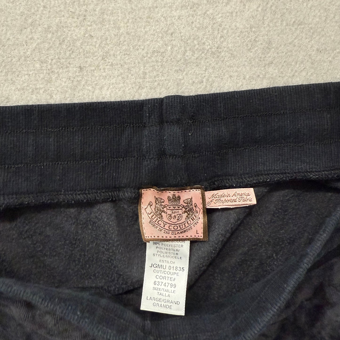 Vintage Juicy Couture Women's Black Velour Flared Track Pant Preppy Y2K Size L