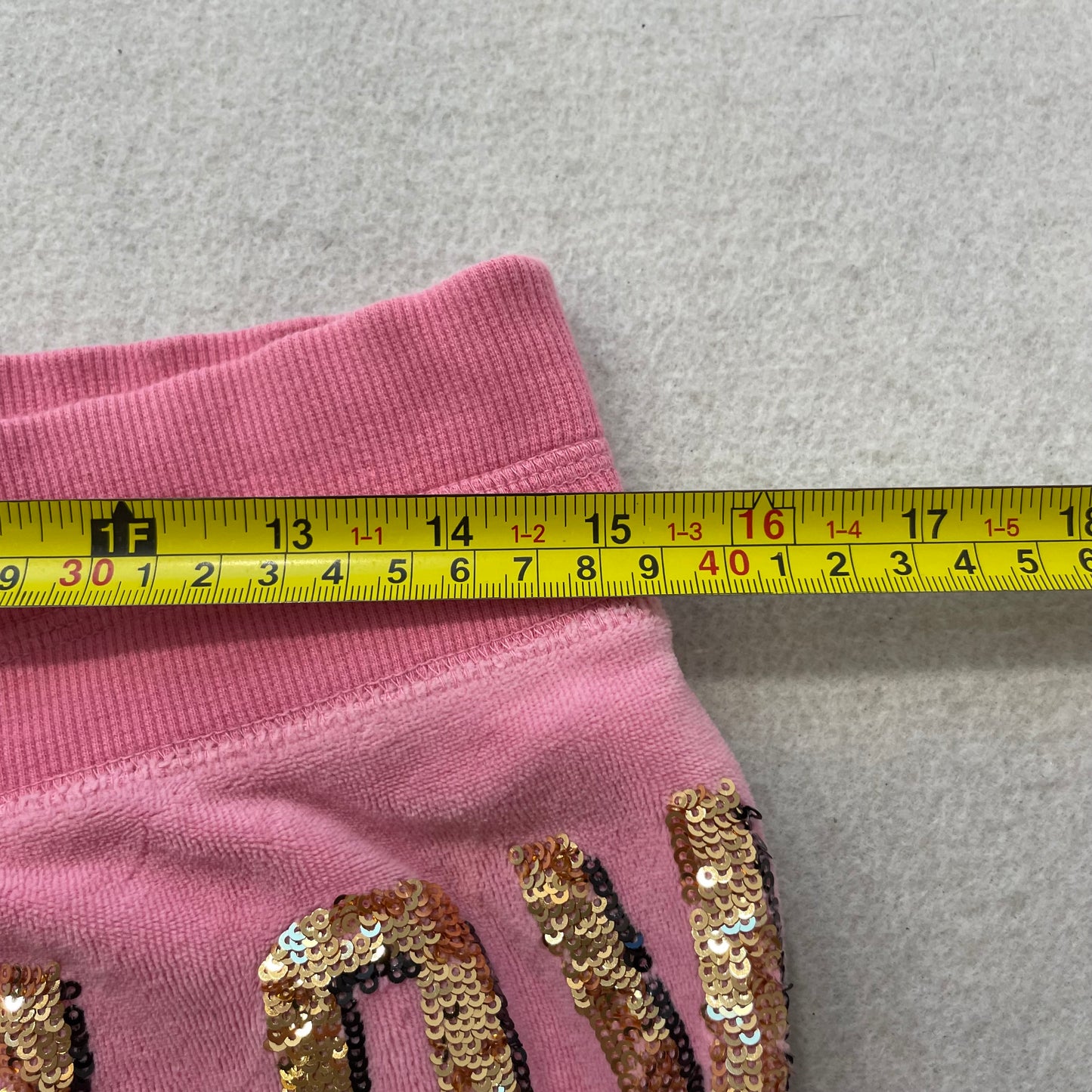 Victoria's Secret PINK Womens Pink Velour Flared Track Pants Sequin Logo Size S