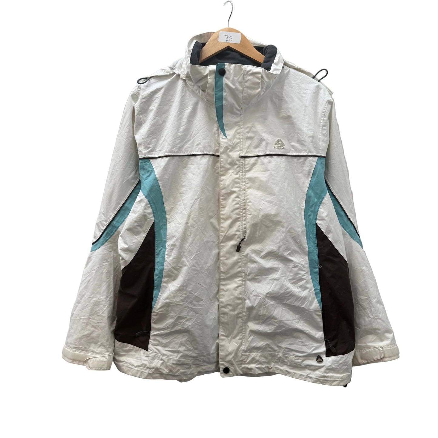 Nike ACG Outer Layer Couche Men's White Full Zip Fitstorm Rain Jacket Size XL