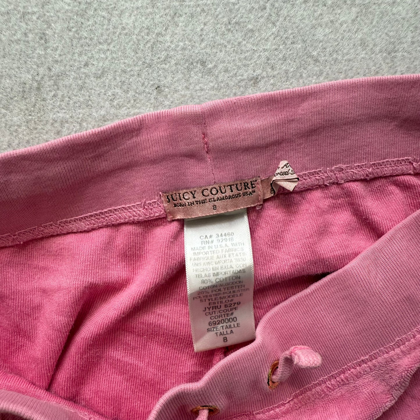 Juicy Couture Kid's Pink Velour Flared Track Pants Signature Logo Casual Size S