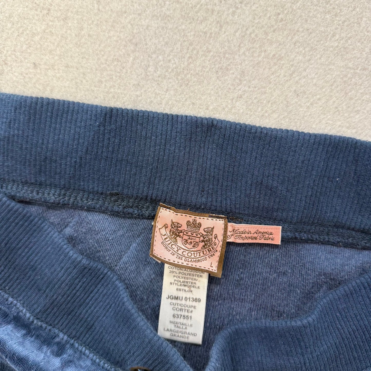 Vintage Juicy Couture Women's Navy Velour Flare Track Pant Loungewear Y2K Size L