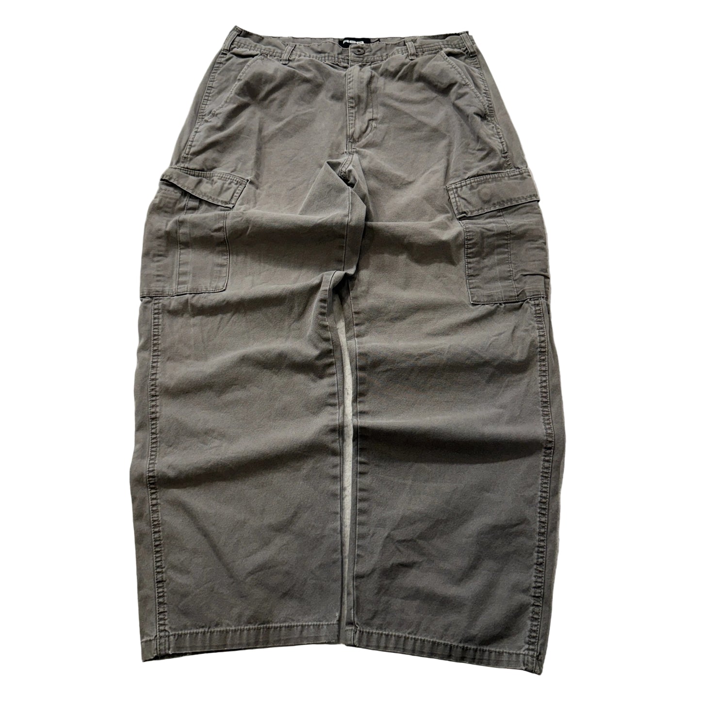 RSQ Mens Gray Loose Fit Canvas Cargo Utility Pant Pockets Baggy Workwear - 32x32