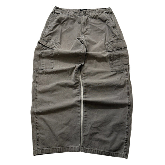 RSQ Mens Gray Loose Fit Canvas Cargo Utility Pant Pockets Baggy Workwear - 32x32