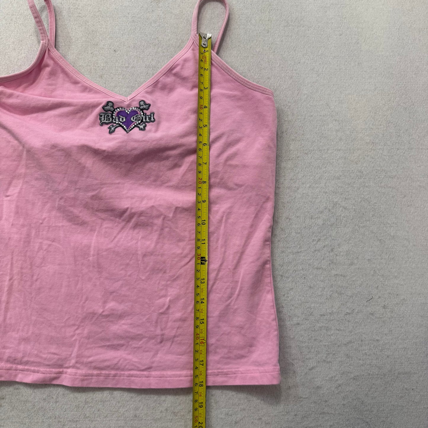 Dance Women's Baby Pink Cotton Camisole Tank Top V-Neck Embroidered Logo Size XL