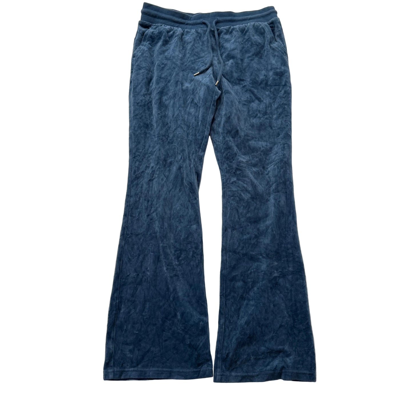 Juicy Couture Women's Slate Blue Velour Flared Track Pant Drawstring Y2K Size M