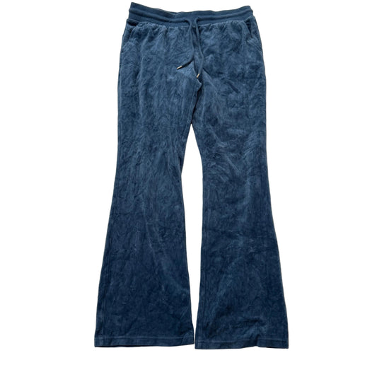 Juicy Couture Women's Slate Blue Velour Flared Track Pant Drawstring Y2K Size M