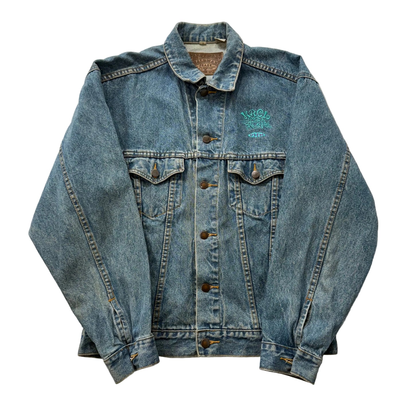 Haleman Men's Medium Blue Denim Button Up Trucker Jacket Snap Flap Pocket Size S