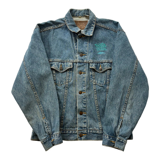 Haleman Men's Medium Blue Denim Button Up Trucker Jacket Snap Flap Pocket Size S