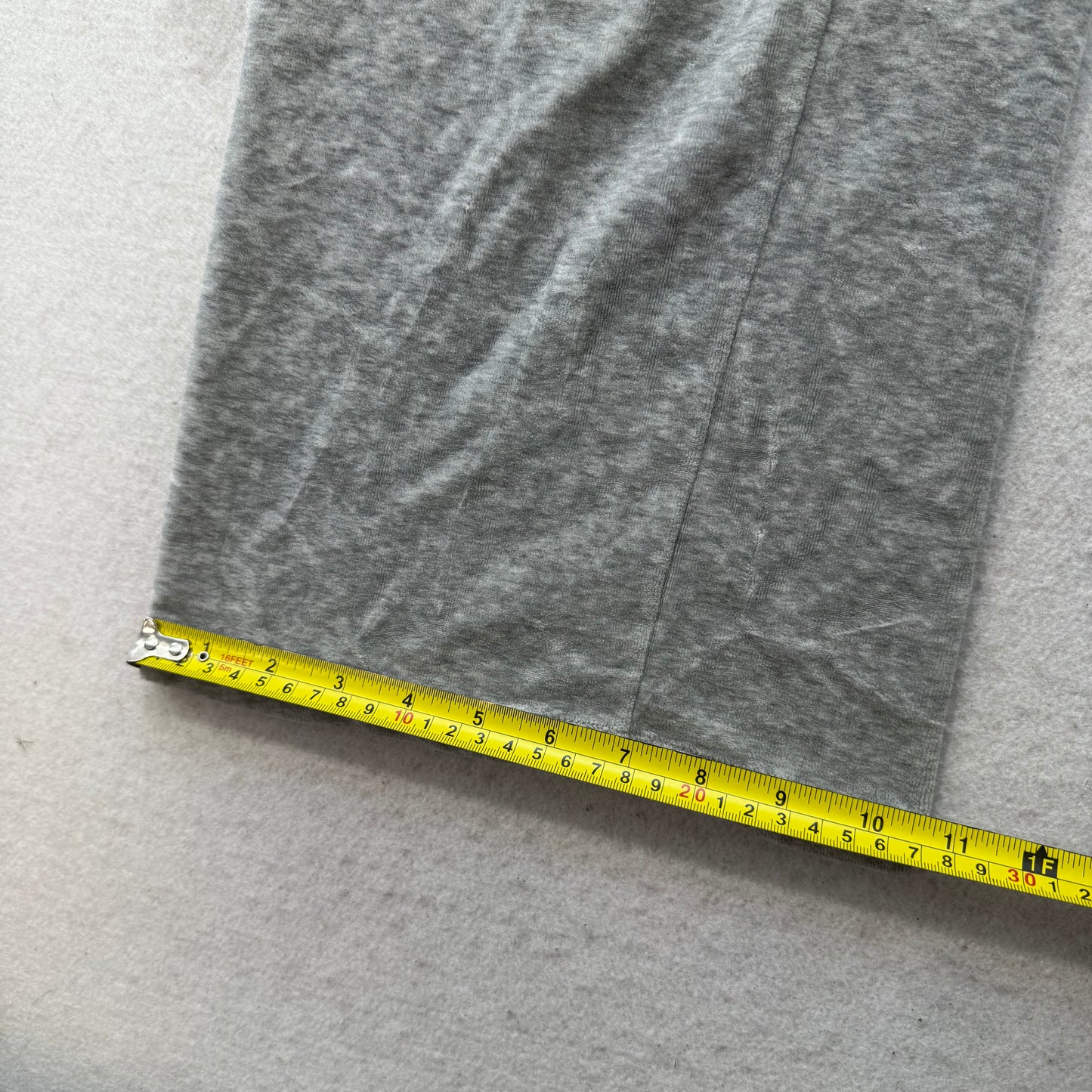 Vintage Juicy Couture Women Heather Gray Velour Flare Wide Leg Track Pant Size L