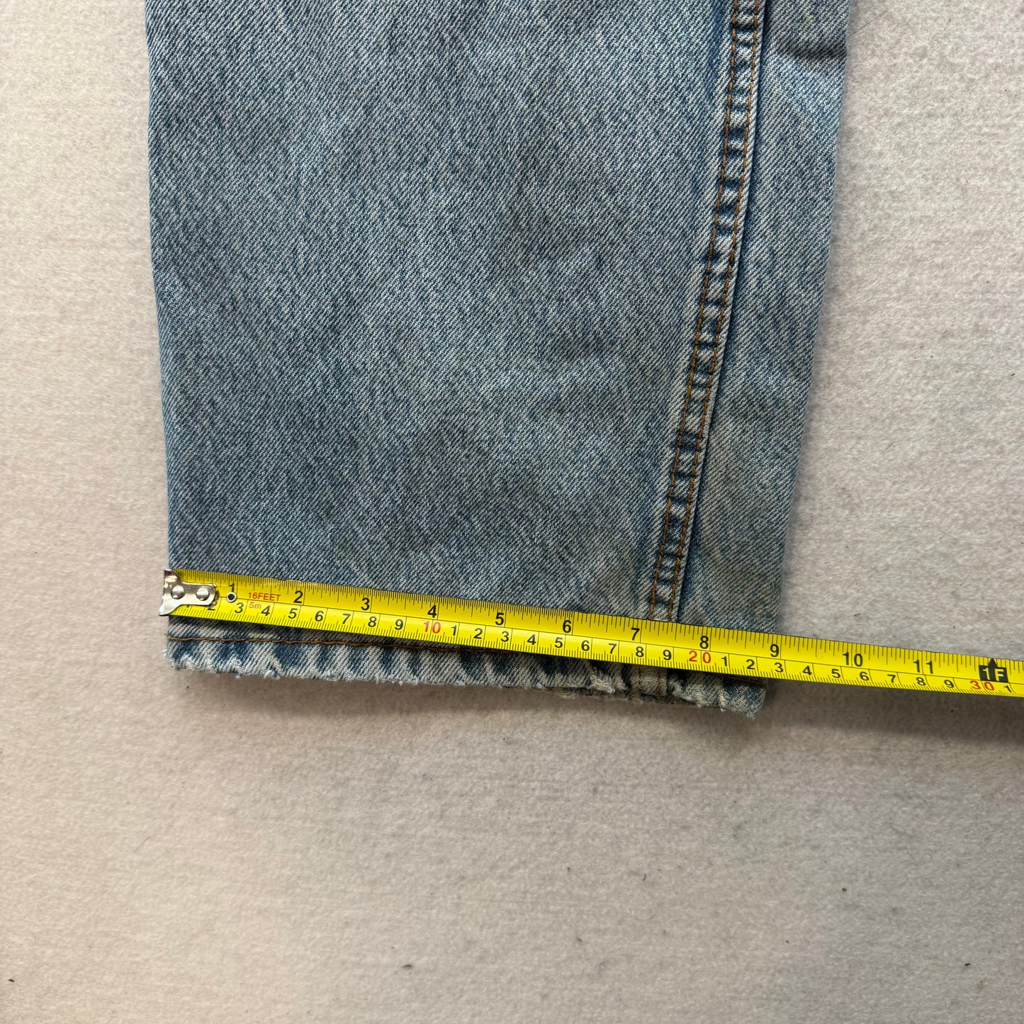 Schmidt Workwear Men's Blue Denim Baggy Carpenter Jeans Utility Pockets Size 36