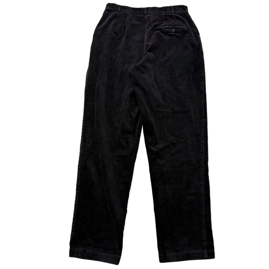 L.L.Bean Mens Black Corduroy Original Fit Straight Leg Single Pleat Pant Size 12