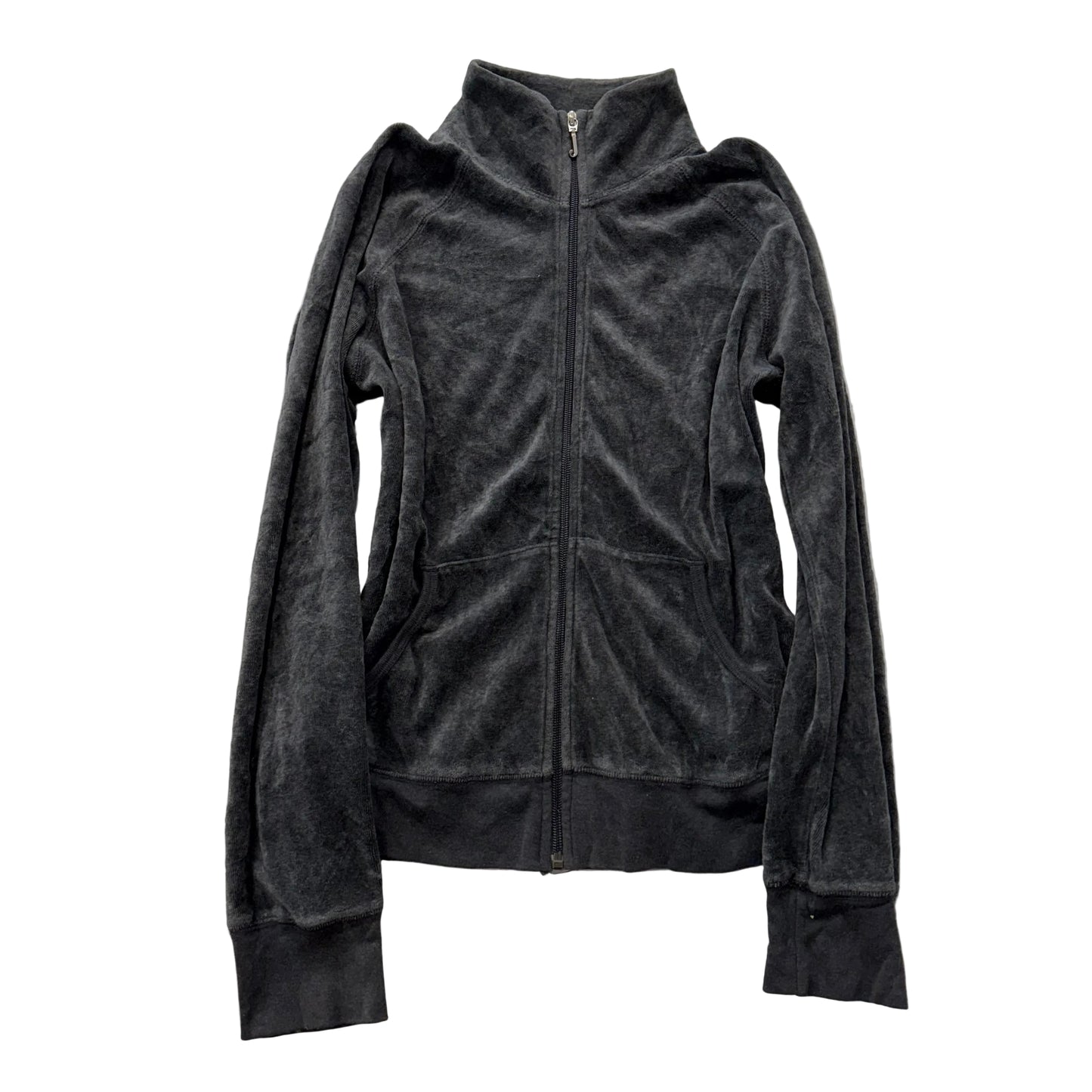 Juicy Couture Womens Charcoal Grey Velour Zip-Up Track Jacket Performance Size M